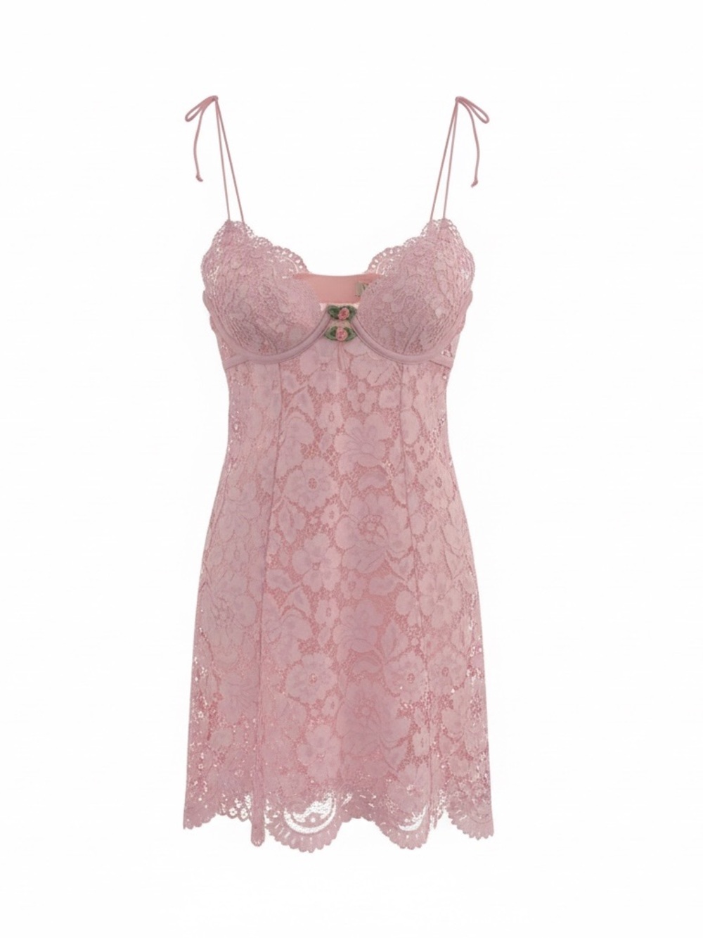 For Love & Lemons Rose Lace Tie-Shoulder Chemise